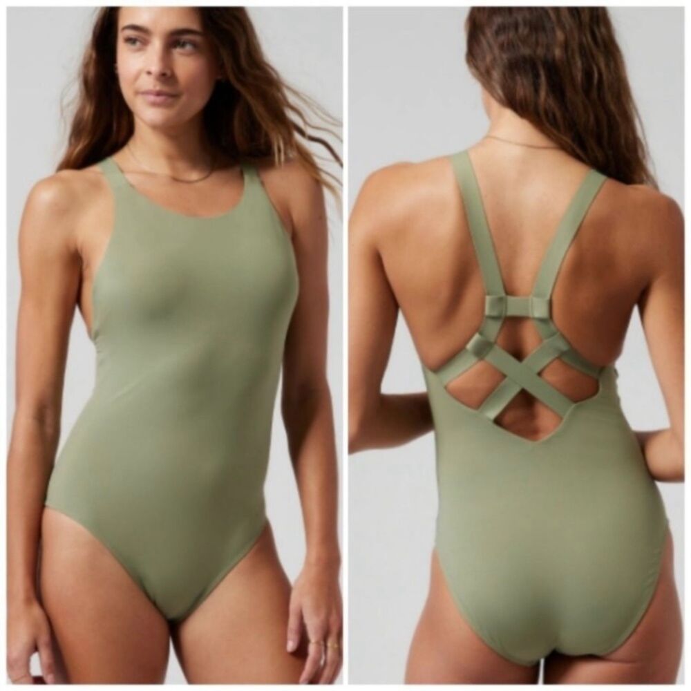 Athleta NWT Palm One Piece Swimsuit in Eucalyptus Olive